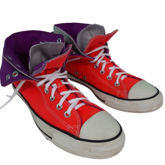 Converse Double Upper High Top, Men's size 8, Woman's size 10, orange purple
